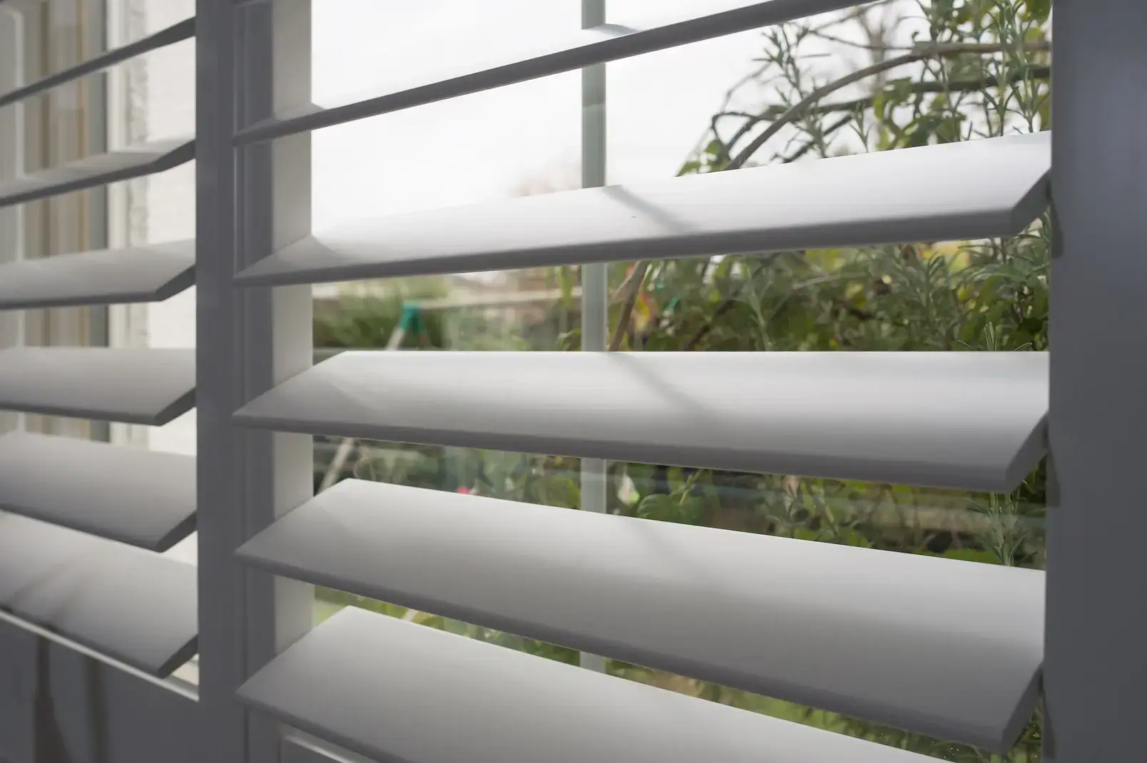 Close-up of open shutter louvres